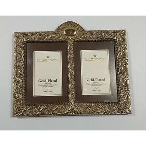 3042M VTG Philip Whitney Gold Plated Double Frame 2"x3" Photo FRAME DECOR